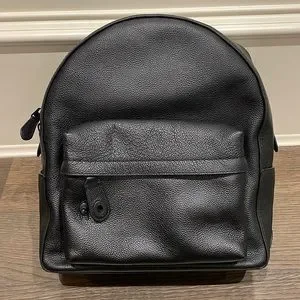 Coach black leather backpack sale